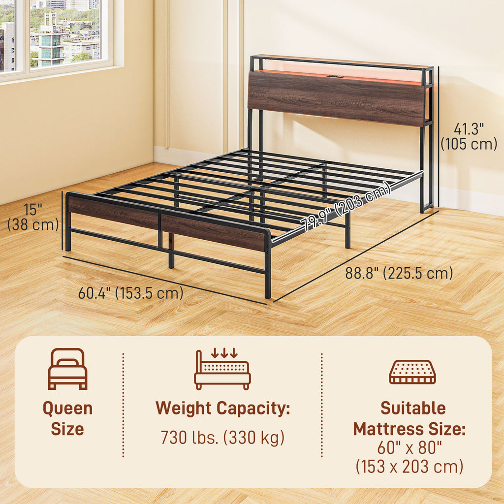 Logan Queen Size Bed Frame with LED Lights