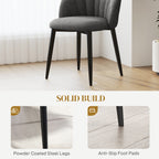 Skylar Modern Dining Chairs Set of 4, Upholstered Dining Room Chairs with Metal Legs, Shell Backrest, Padded Seat, Dark Grey