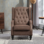 RAYA Accent Chair Small Cozy Comfortable Modern Faux Leather Thick Padding for Living Room, Bedroom, Home Office-Brown