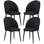 Skylar Modern Dining Chairs Set of 4, Upholstered Dining Room Chairs with Metal Legs, Shell Backrest, Padded Seat, Black