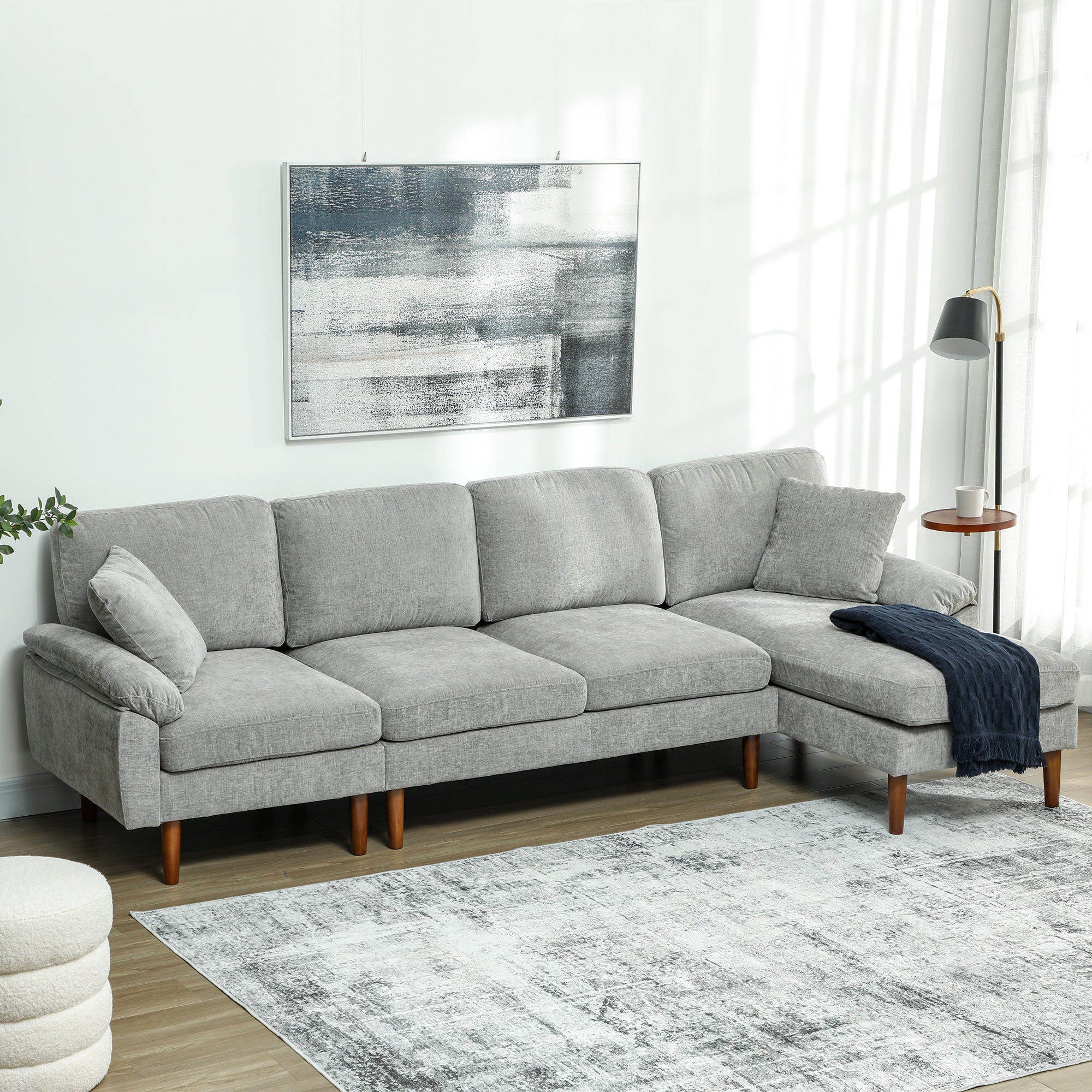 Elliott Modern Reversible Sectional with Changeable Chaise Lounge-Grey