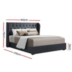 Russo Bed Frame Fabric with Lift Storage - Charcoal Queen