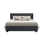 Russo Bed Frame Fabric with Lift Storage - Charcoal Queen