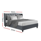 Artiss Pier Bed Frame Fabric - Grey Double/Full
