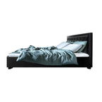 Artiss Tiyo Bed Frame PU Leather Lift Storage - Black Queen