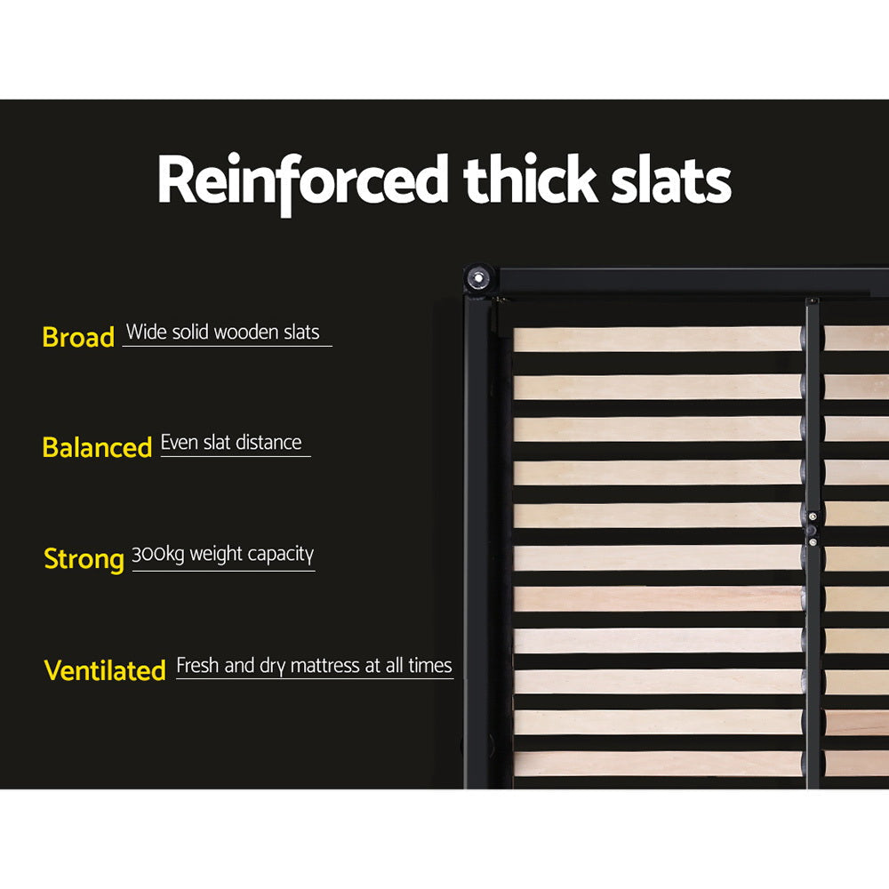 Artiss Tiyo Bed Frame PU Leather Lift Storage - Black Queen