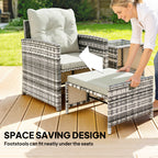 Athena 5 Piece Patio Furniture Set with Ottomans and Glass Table-Cream White