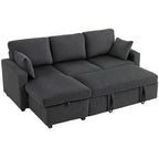 Leo 81" Sleeper Sectional with Storage Chaise-Dark Grey
