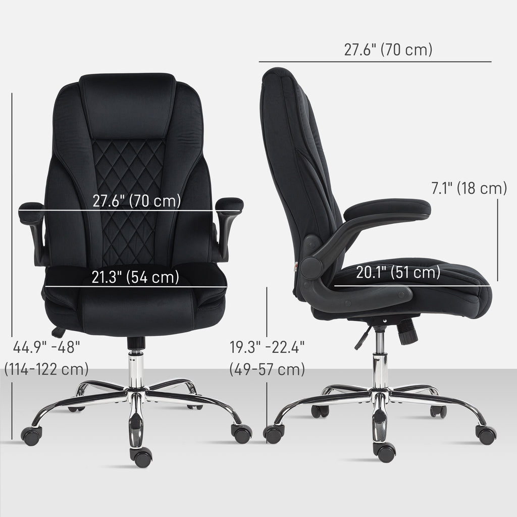 Hayden Executive Office Chair, Desk Chair with Flip-up Armrest, Diamond Fabric Computer Chair Office, Black
