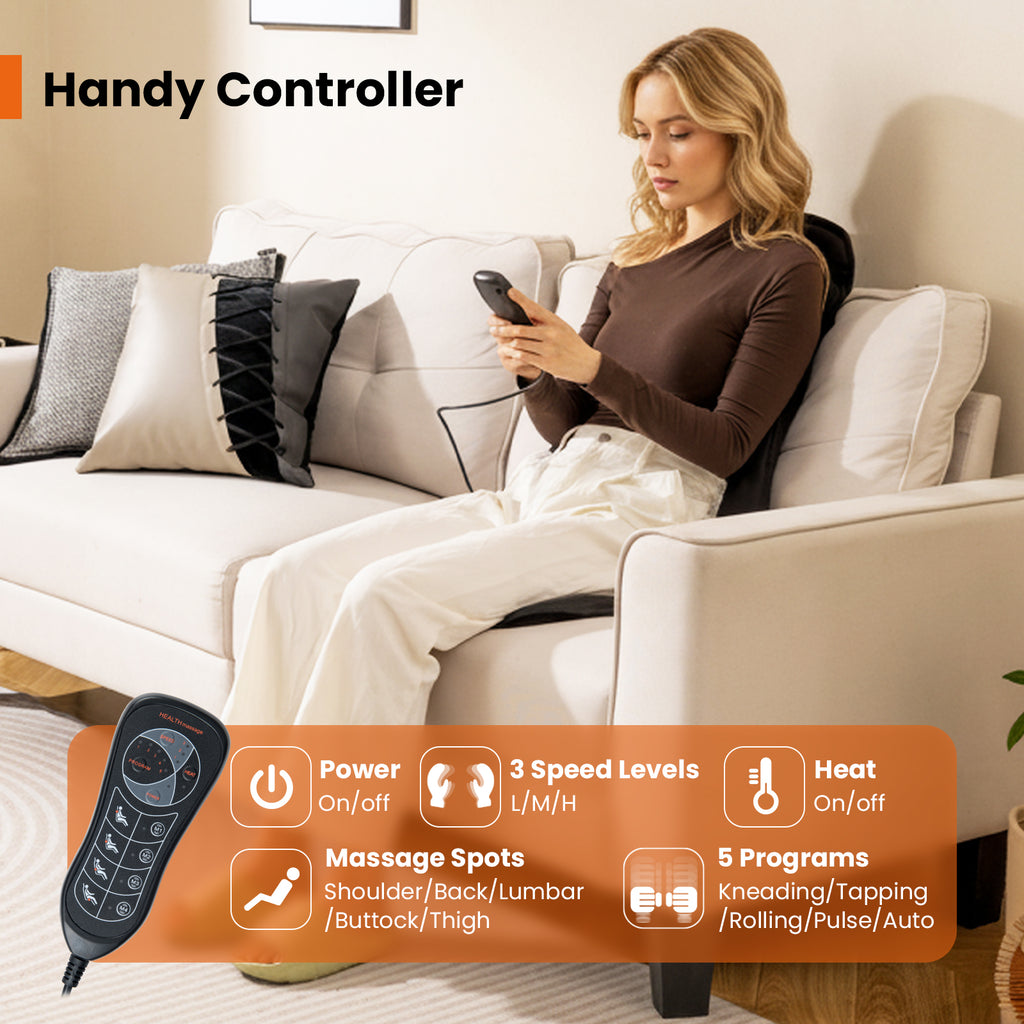 Artemis Back Massager Seat Cushion with Heat &amp; 10 Vibration Motors–Full‑Body Comfort, Anywhere