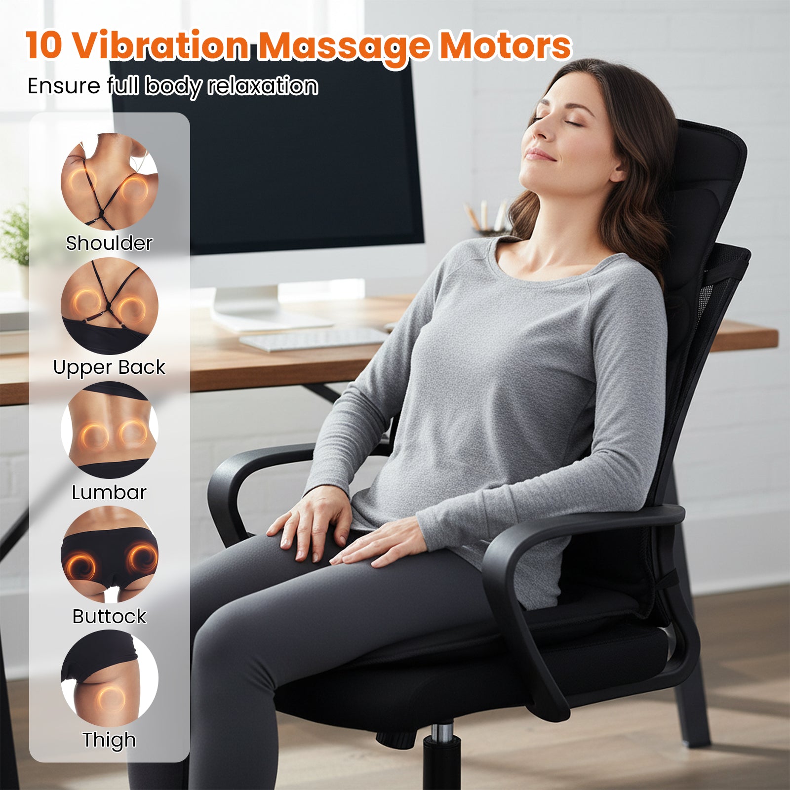 Artemis Back Massager Seat Cushion with Heat &amp; 10 Vibration Motors–Full‑Body Comfort, Anywhere