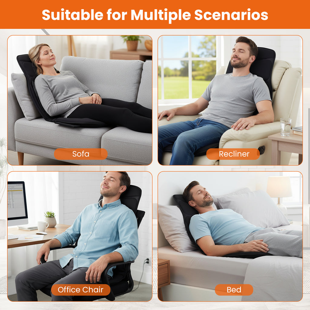 Artemis Back Massager Seat Cushion with Heat &amp; 10 Vibration Motors–Full‑Body Comfort, Anywhere