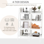 Keegan Set of 2, 4 Tier Ladder Shelf Bookcase/Multi-Use Display Rack for Home Office or Living Room-White