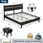 Slother-Aurora Solid Wood Bed Frame and Matching Nightstand Bedroom Set