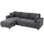Wilshere Reversible Sectional with Integrated Seat, 3 Seater L-Shaped Sofa with Changeable Chaise, Spring Cushion, 2 Pillows, Grey