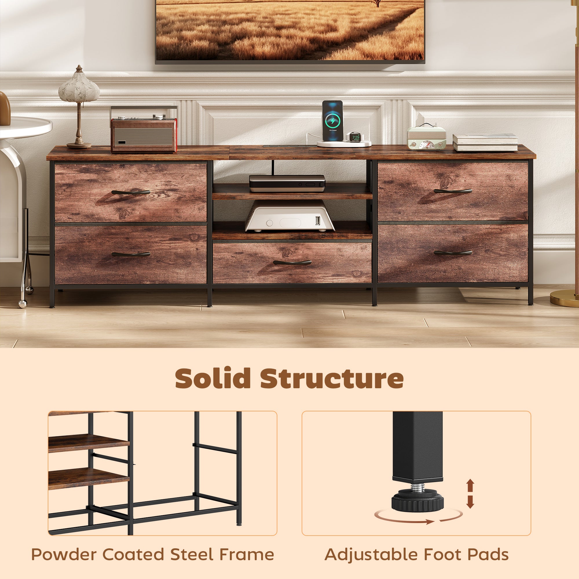  Industrial TV Console with Charging Station