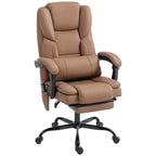 Elite Office Chair with Massage, Pet-Friendly Faux Leather Reclining Desk Chair with Lumbar Support, Footrest, Brown