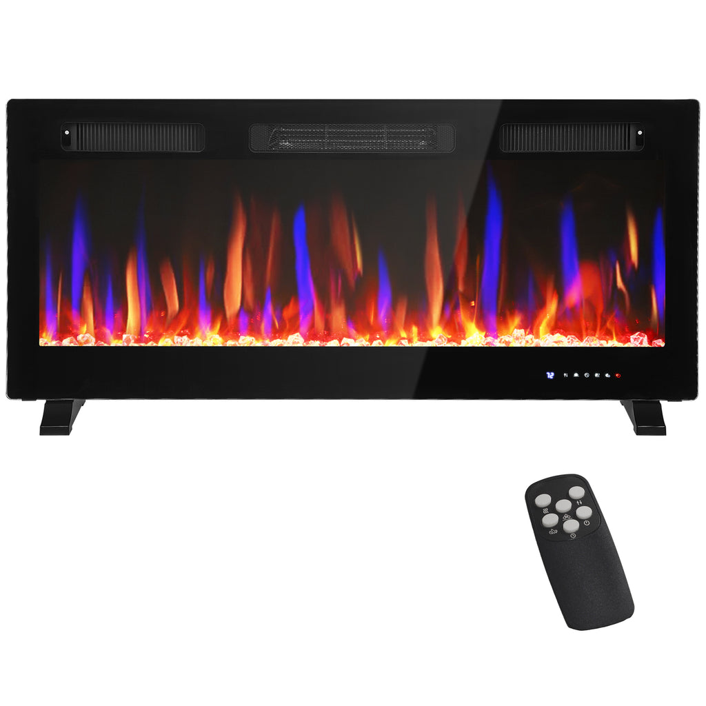 Thin electric fireplace freestanding with slim design and realistic flame effect