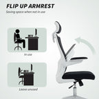 Andre Ergonomic Office Chair, Swivel Desk Chair with Adjustable Lumbar Support, Headrest and Height, Flip-up Armrests, Black