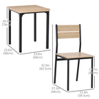 Kurt Dining Table Set for 2, 3 Piece Kitchen Table and Chairs with Metal Legs for Small Spaces, Natural Wood