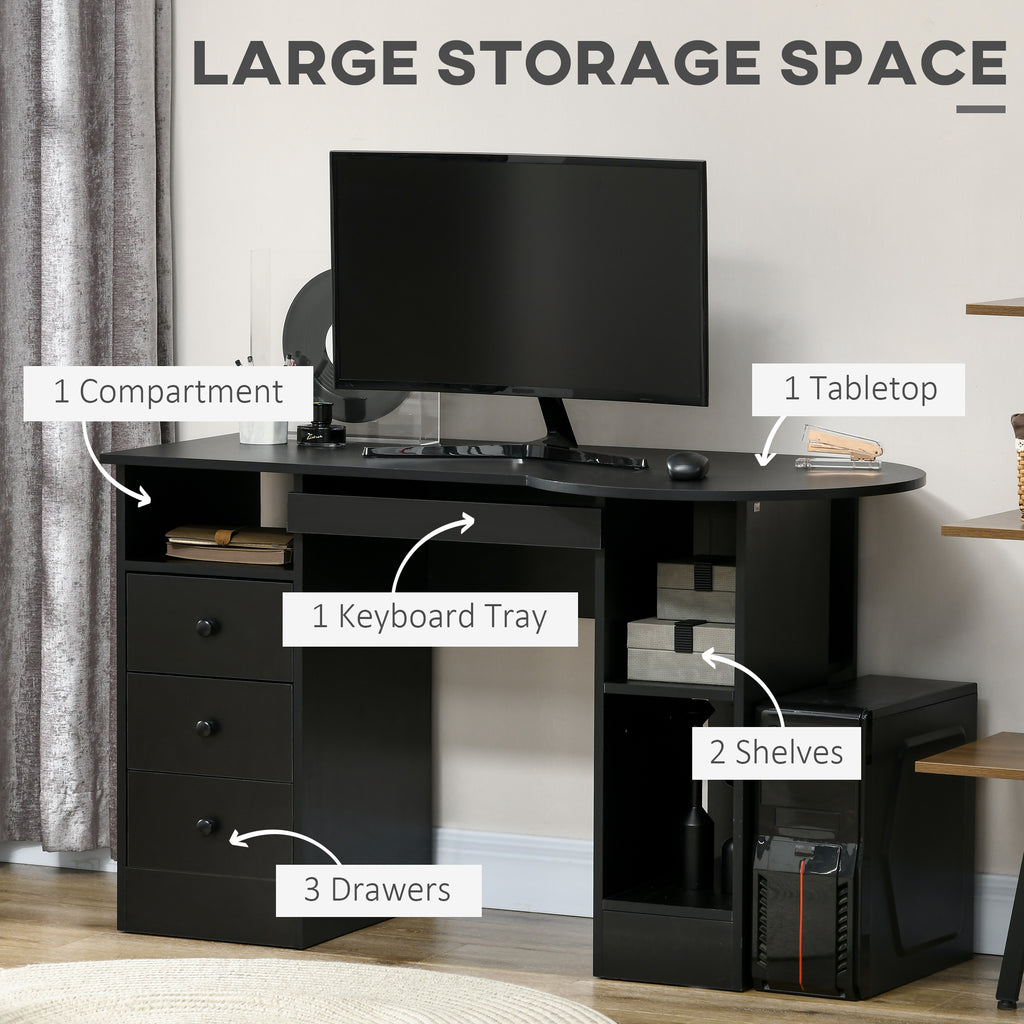 Parker Office Desk with Storage, Modern Computer Workstation Desk with Keyboard Tray-Black