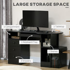 Parker Office Desk with Storage, Modern Computer Workstation Desk with Keyboard Tray-Black