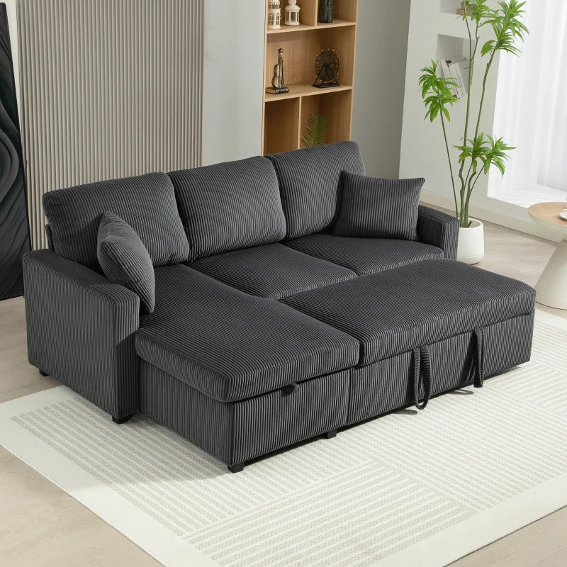Leo 81" Sleeper Sectional with Storage Chaise-Dark Grey