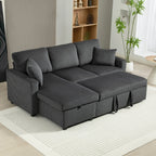 Leo 81" Sleeper Sectional with Storage Chaise-Dark Grey