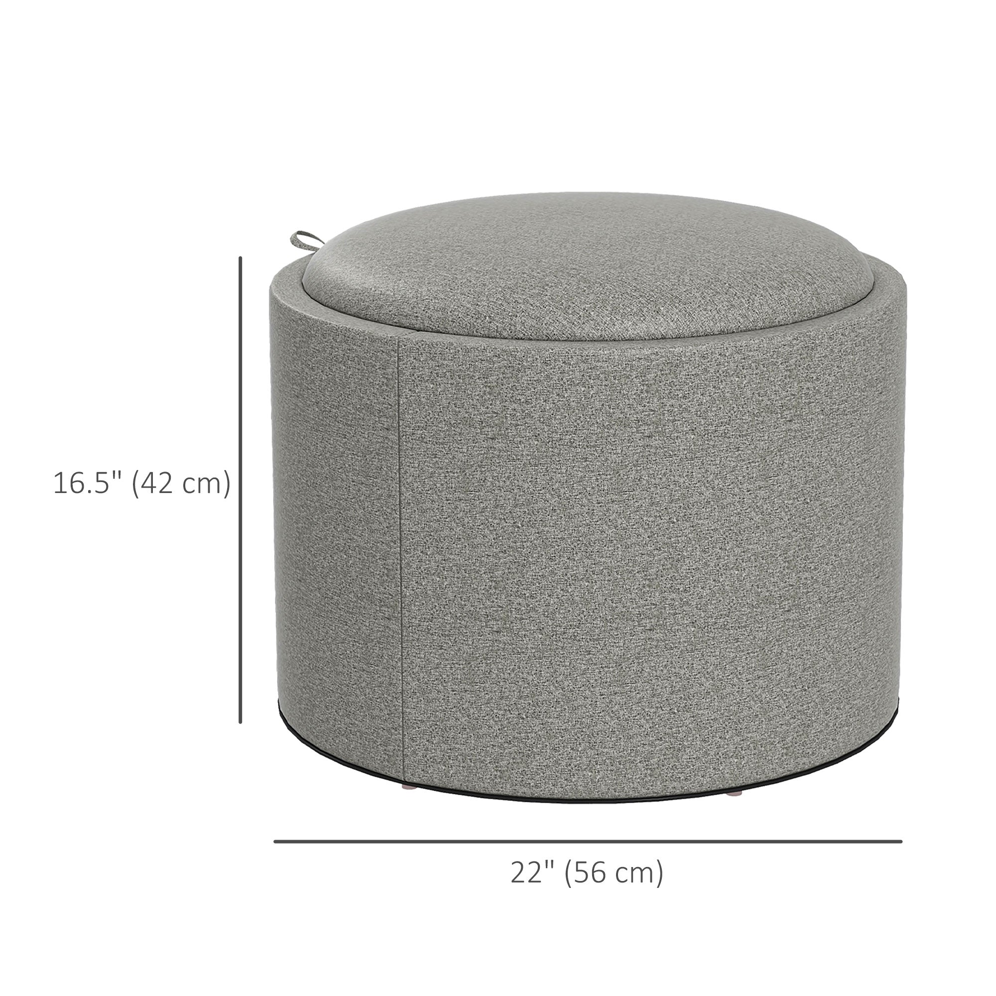 Ezra Round Coffee/End Table with Hidden Storage and Tray Top for Livingroom-Grey