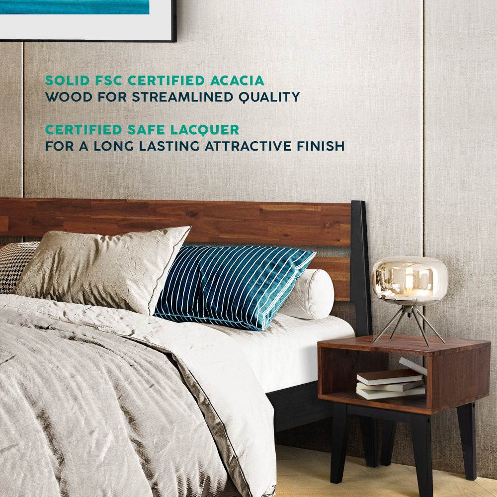 Slother Emery Solid Wood Bed Frame & Nightstand Bedroom Set