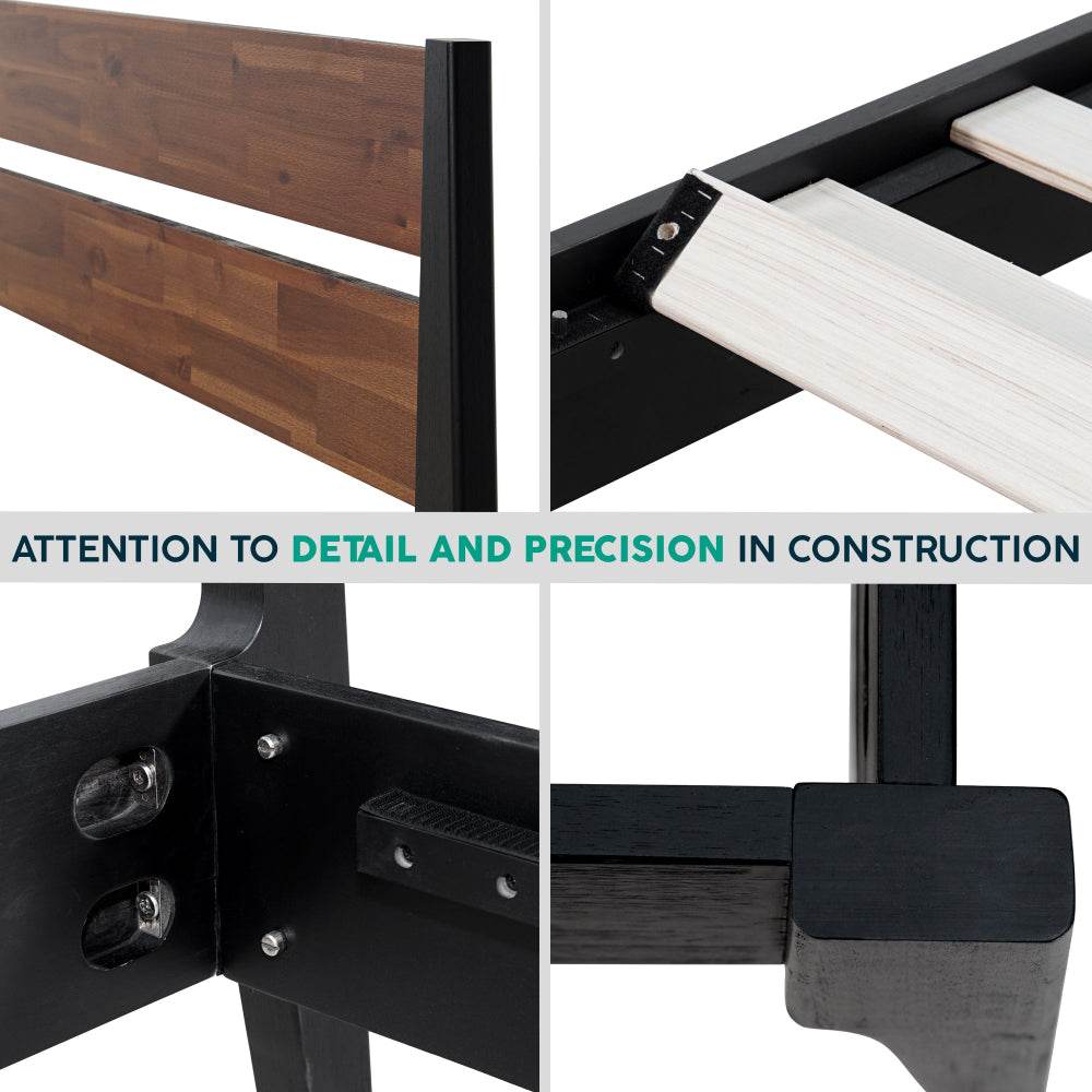 Slother Emery Solid Wood Bed Frame & Nightstand Bedroom Set