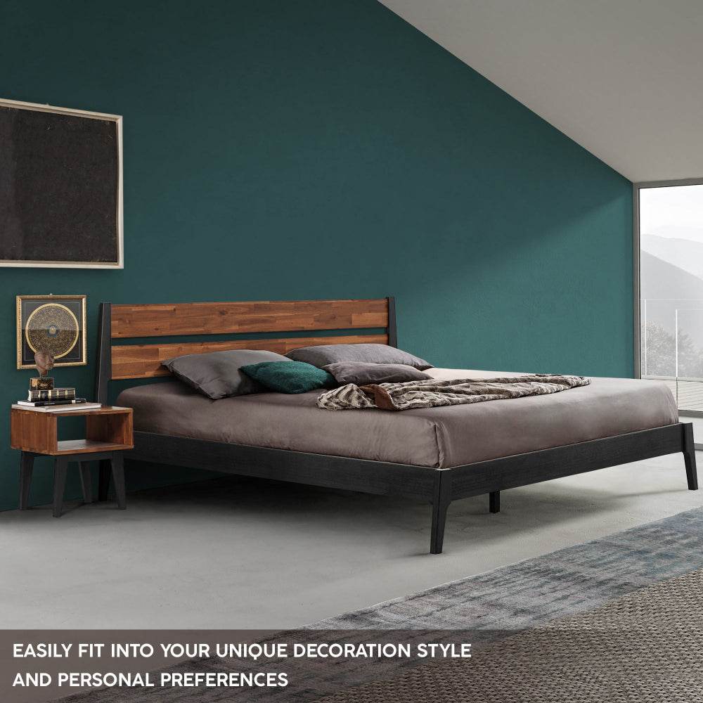 Slother Emery Solid Wood Bed Frame & Nightstand Bedroom Set