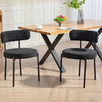 Cruz 4 Pieces Kitchen Chairs, Modern Dining Chairs w/ Corduroy Upholstery and Steel Legs for Living Room, Black