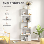 Nevada Modern 5-Tier Geometric S-Shaped Bookcase-White