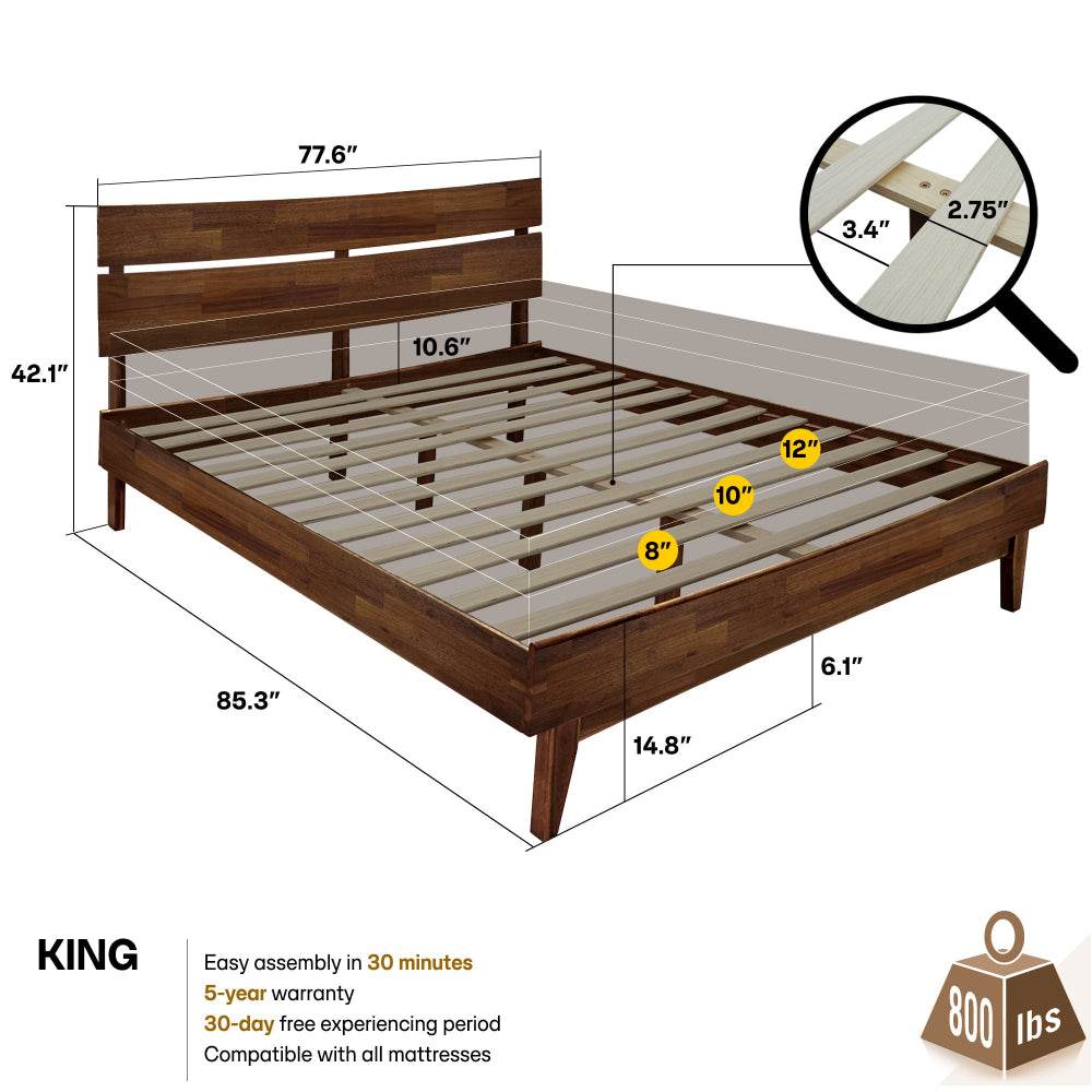 Aubrey Deluxe Wood Platform Bed Frame