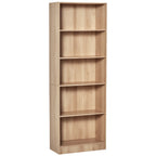 Leighton 5-Tier Storage Bookshelf with Adjustable Shelves-White