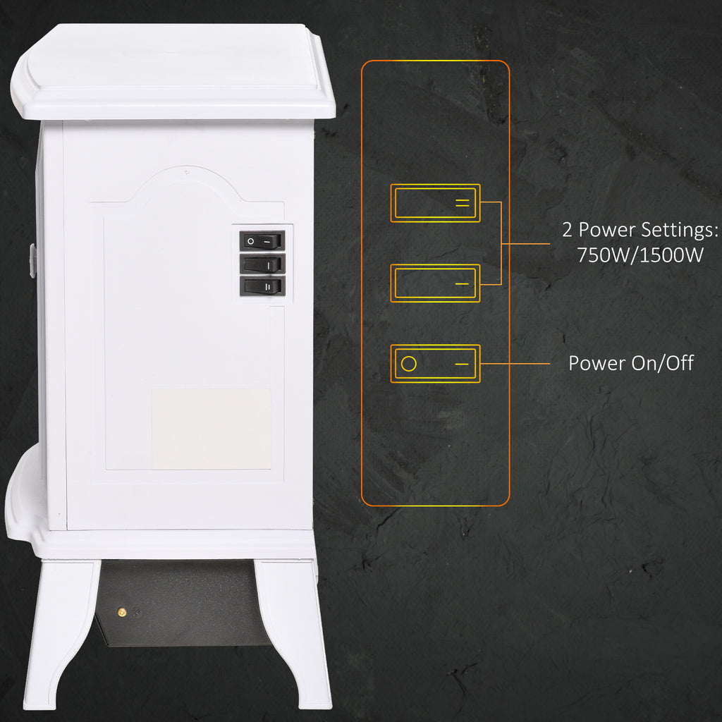 Clover electric fireplace heater with realistic flame effect and modern indoor heating design