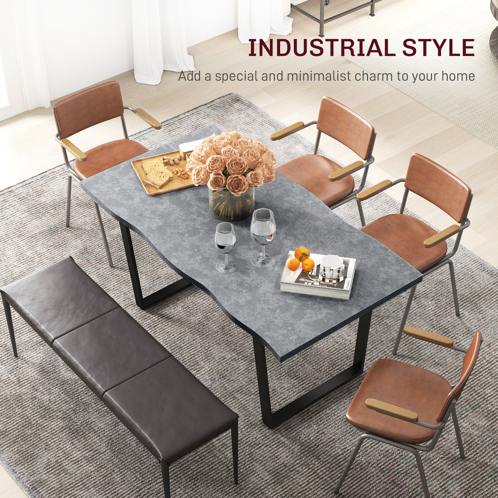  Industrial Dining Table with Wave-edged