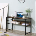 Arden Adjustable Drafting Table Art Desk Drawing Table Craft Desk Workstation for Painting Multifunctional Writing Desk with Tiltable Tabletop and Storage Shelf Rustic Brown