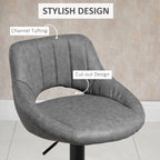 Cody Set of 2 Swivel and Adjustable height Counter/Barstools with Faux-Suede Fabric-Grey