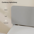 Riley Queen Size Bed Frame with Adjustable Upholstered Headboard Platform Bed Frame Wood Slat Support Noise Free Light Grey