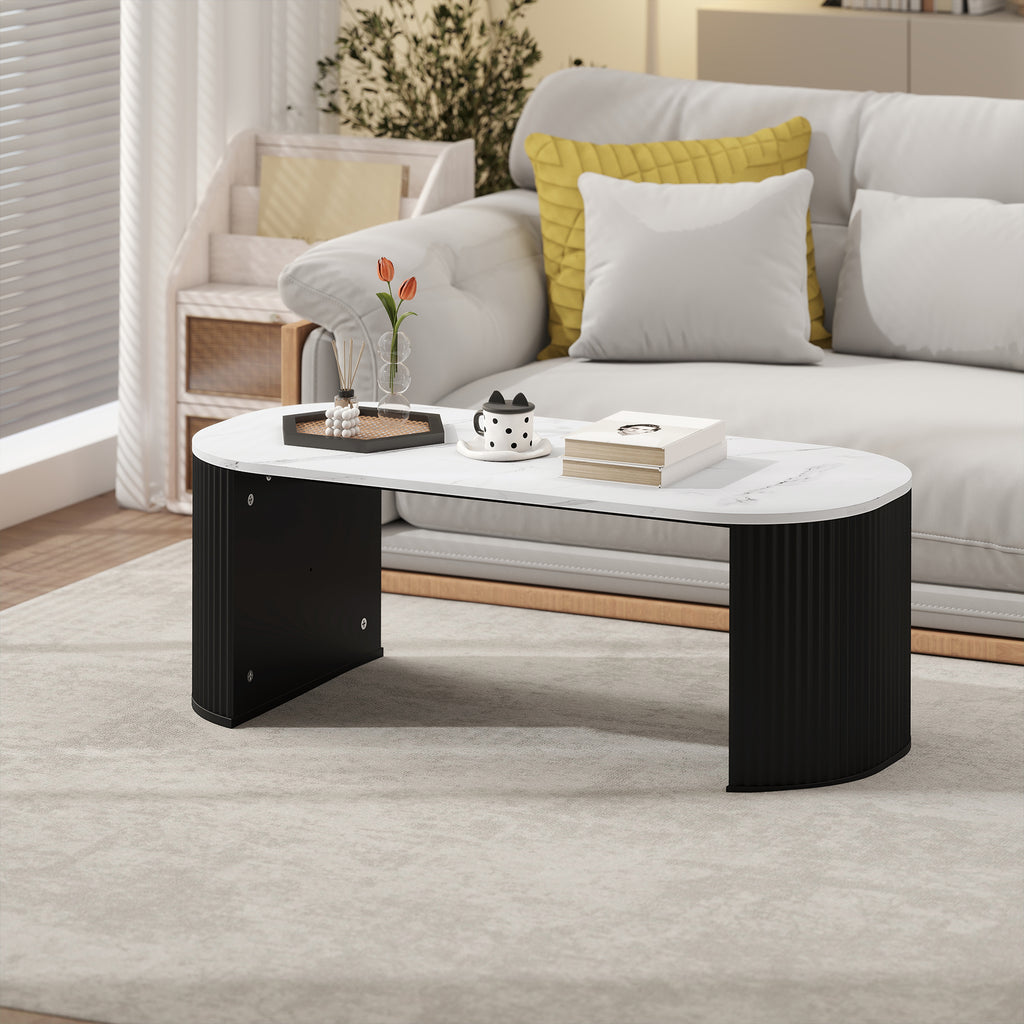 Modern Marble-Effect Living Room Table 