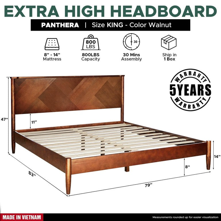 Slother-Panthera Platform Bed Frame With Headboard