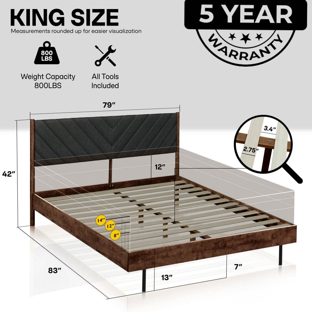 Slother-Astoria Upholstered Solid Wood Bed Frame