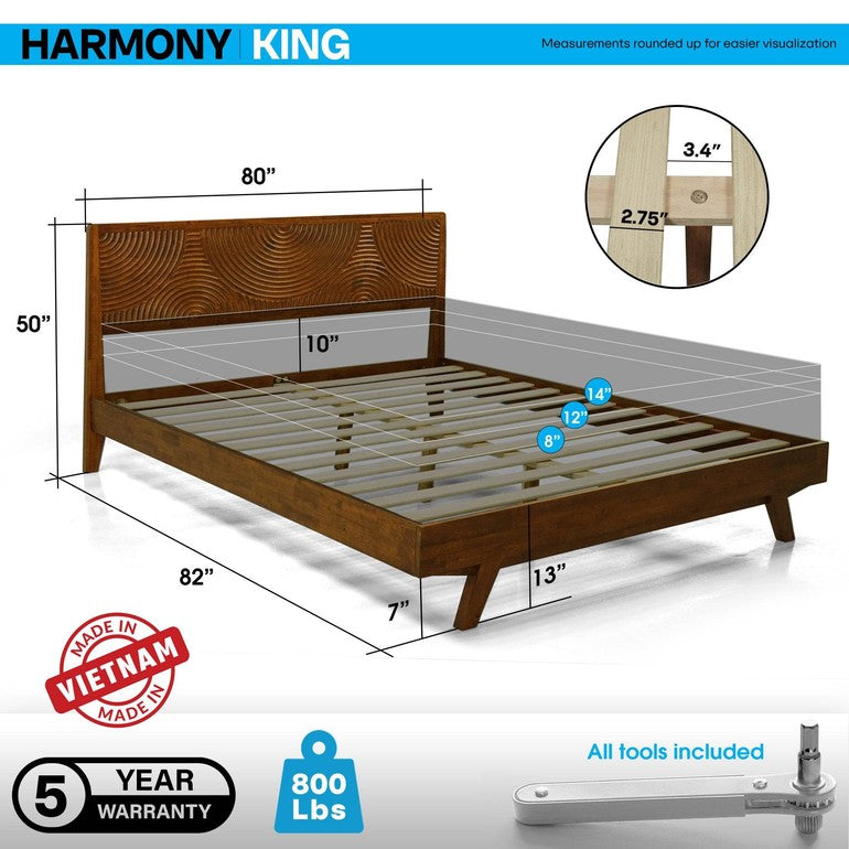 Slother Harmony Platform Bed Frame with Headboard