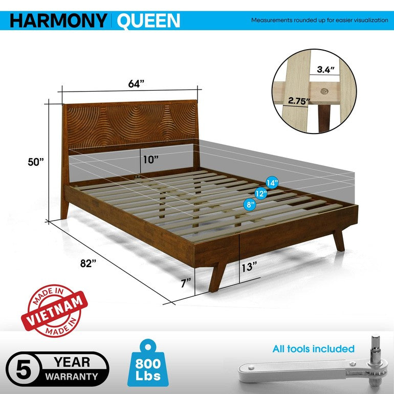 Slother Harmony Platform Bed Frame with Headboard