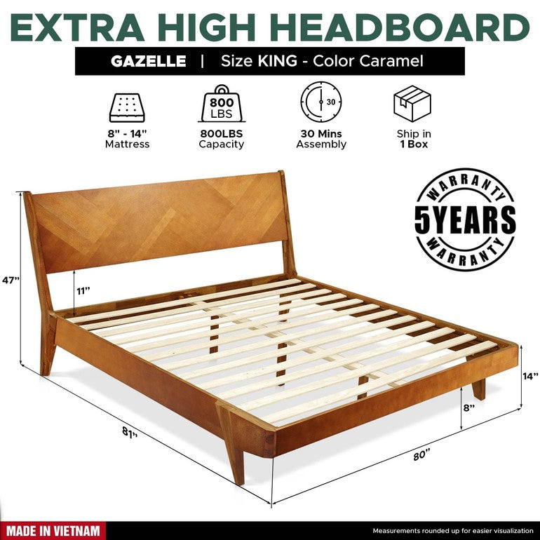 Slother-Gazelle Platform Bed Frame With Headboard