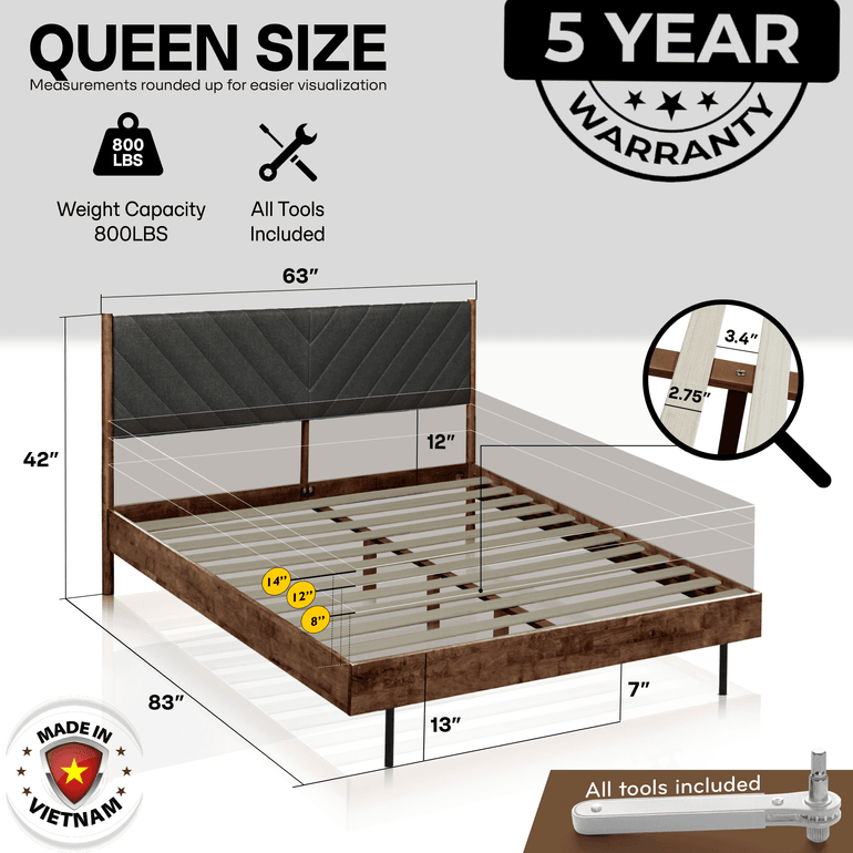 Slother-Astoria Upholstered Solid Wood Bed Frame