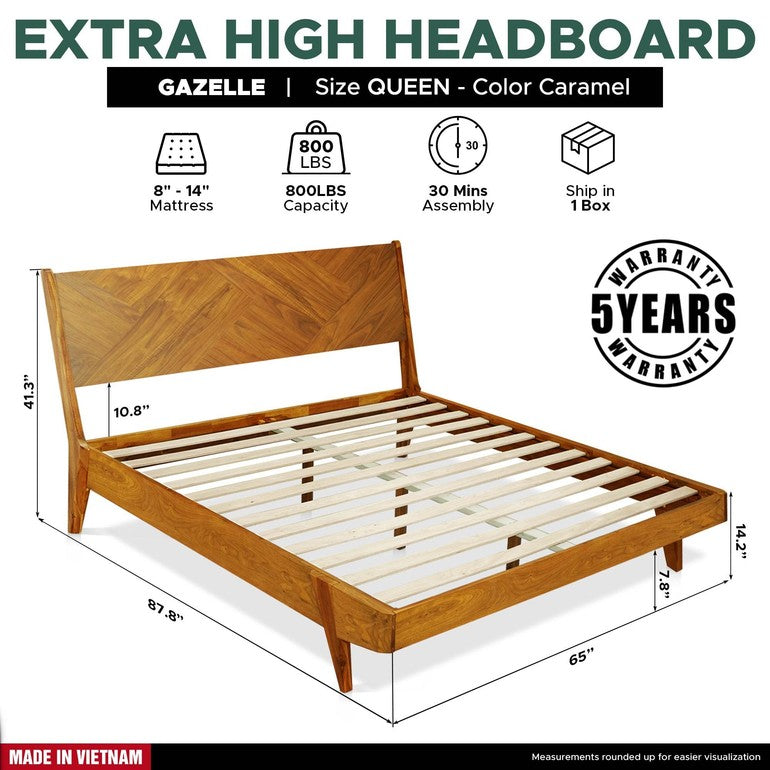 Solid wood bed frame