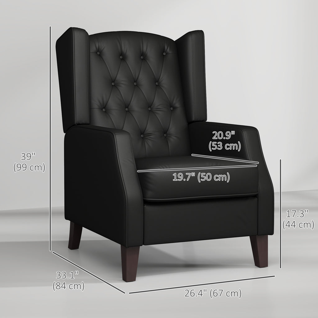 RAYA Faux Leather Armchair, Modern Accent Chair with Thick Padding for Living Room, Bedroom, Home Office, Black